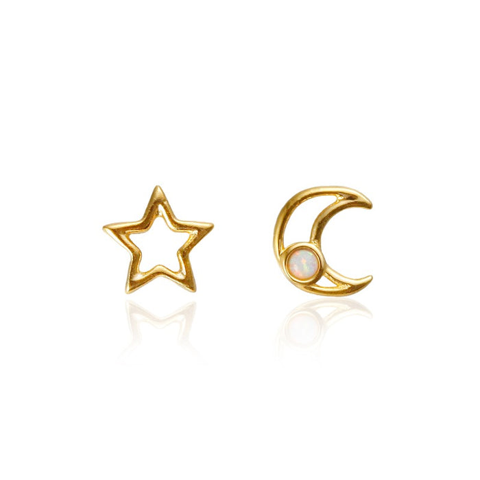Star and Crescent Stud Earrings