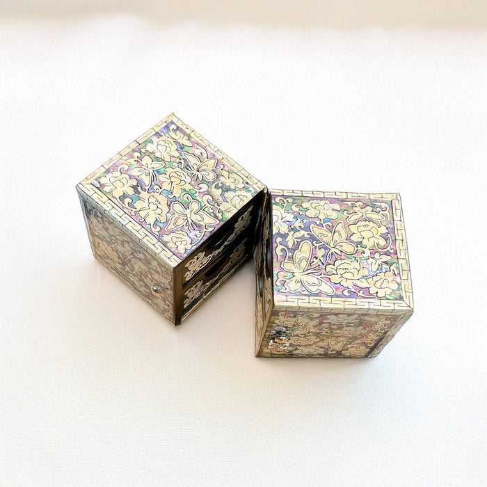 Double-Lid flower and butterfly Jewelry Box