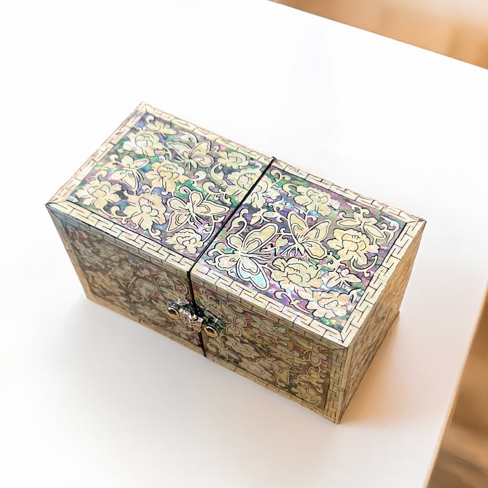 Double-Lid flower and butterfly Jewelry Box