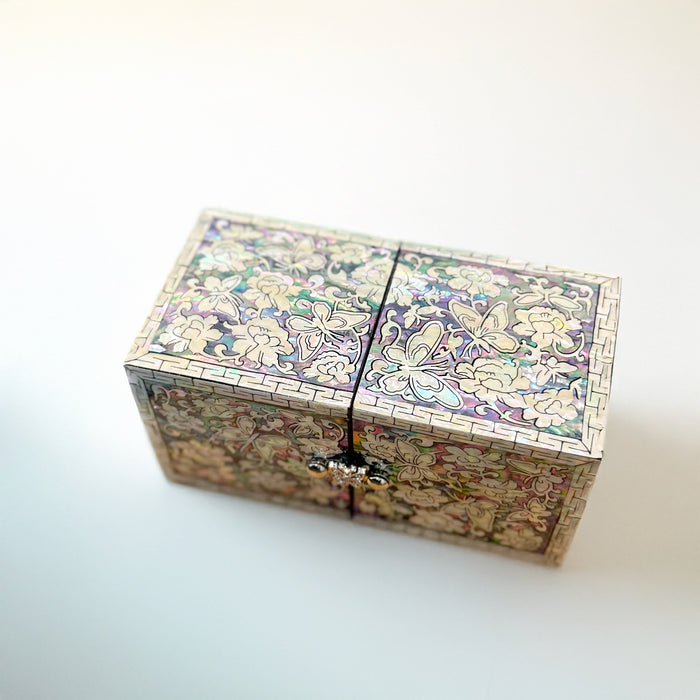 Double-Lid flower and butterfly Jewelry Box