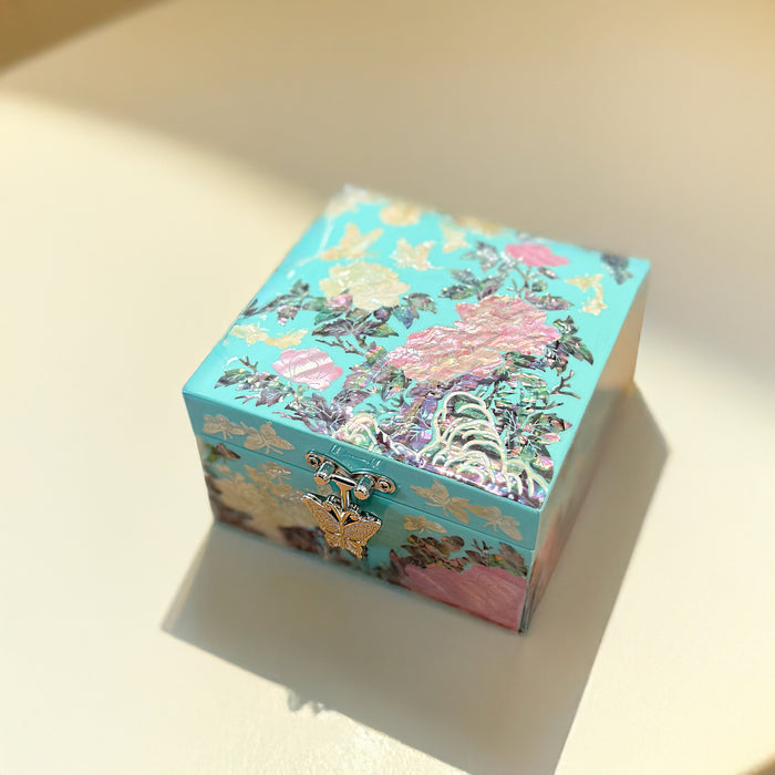 Mint Peony Square Jewerly Box