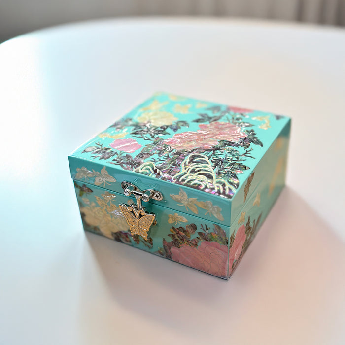 Mint Peony Square Jewerly Box