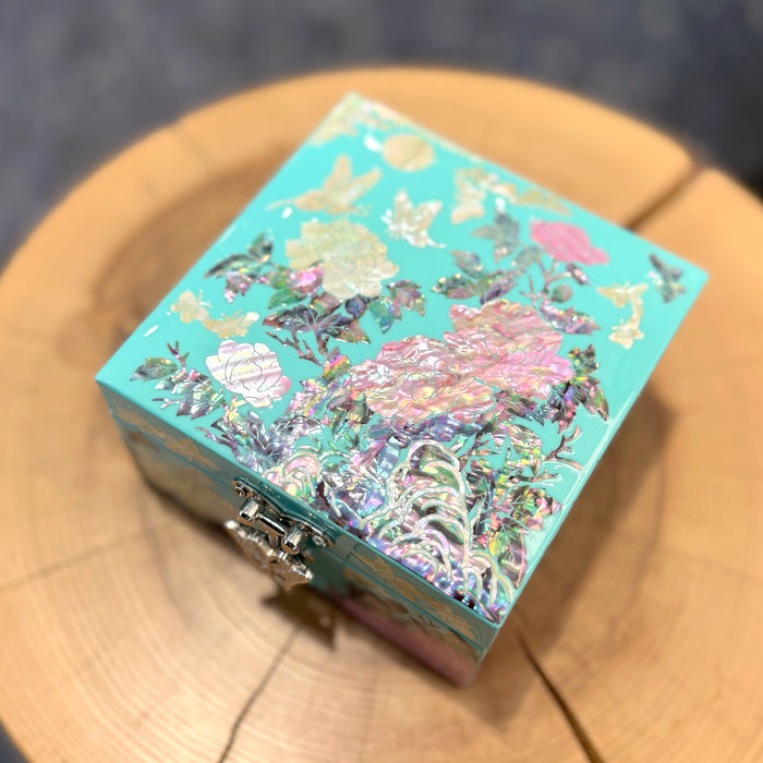 Mint Peony Square Jewerly Box