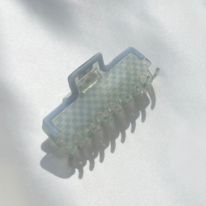 Baby Blue Check Claw Clip