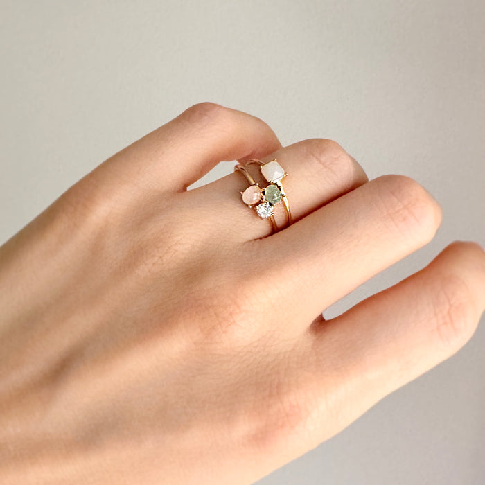 Triple Soft Gemstone Ring
