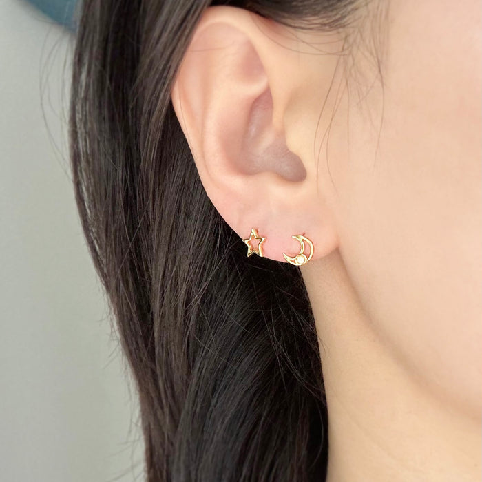 Star and Crescent Stud Earrings