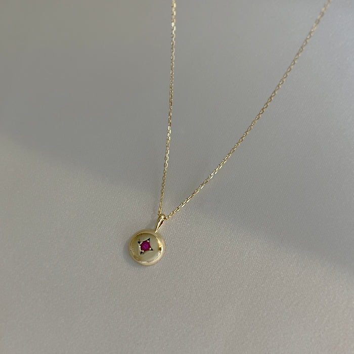 Emma Gemstone Necklace [Pink]